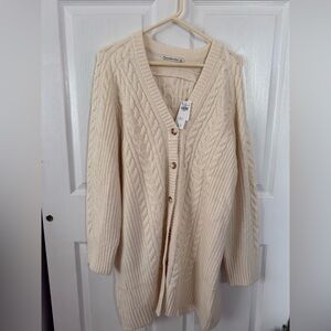 NWT Abercrombie & Fitch Beige Cable Knit Cardigan Sweater Dress